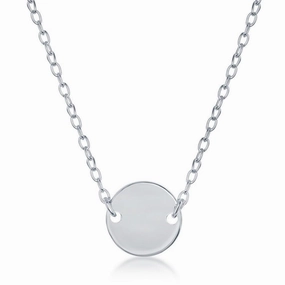 Sterling Silver High Polish Flat Disc Necklace