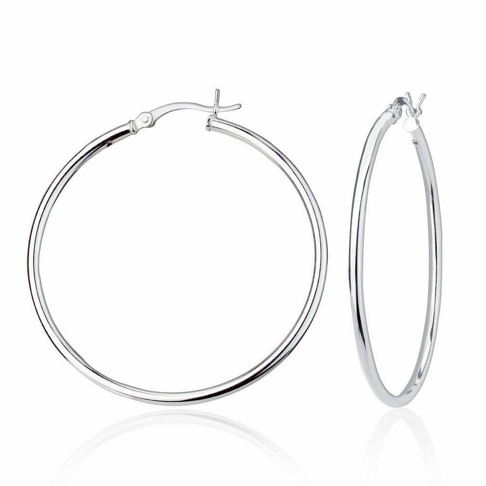 Sterling Silver High-Polished Hoop Earrings, 2 x 45 mm