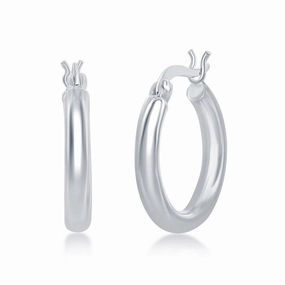 Sterling Silver High-Polished Hoop Earrings, 3 x 20 mm