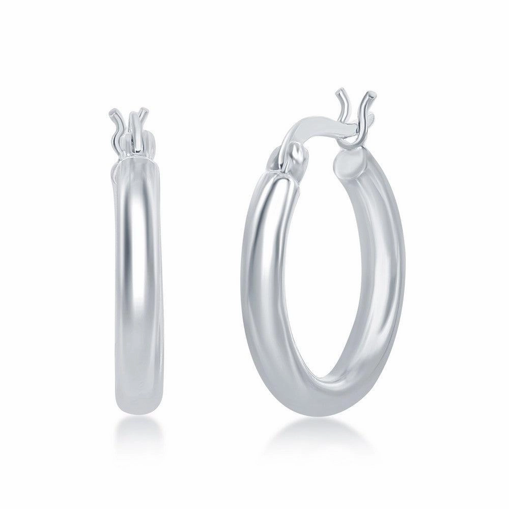 Sterling Silver High-Polished Hoop Earrings, 3 x 20 mm