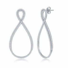 Sterling Silver Infinity Design Micro Pave Earrings