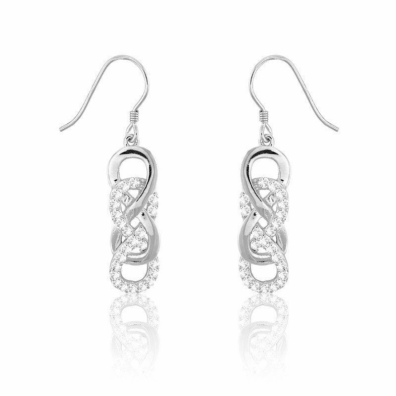 Sterling Silver Interlocking Infinity Earrings