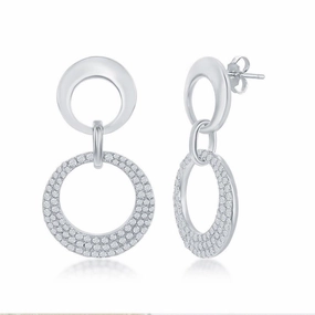 Sterling Silver Interlocking Open Circle Earrings