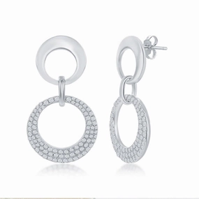 Sterling Silver Interlocking Open Circle Earrings