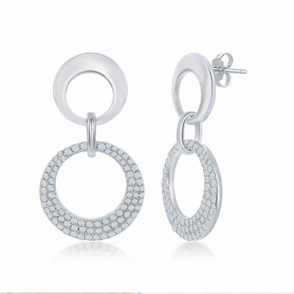 Sterling Silver Interlocking Open Circle Earrings
