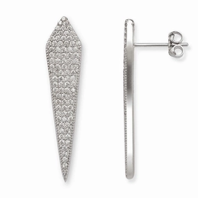 Sterling Silver Large CZ Triangle Stud Earrings