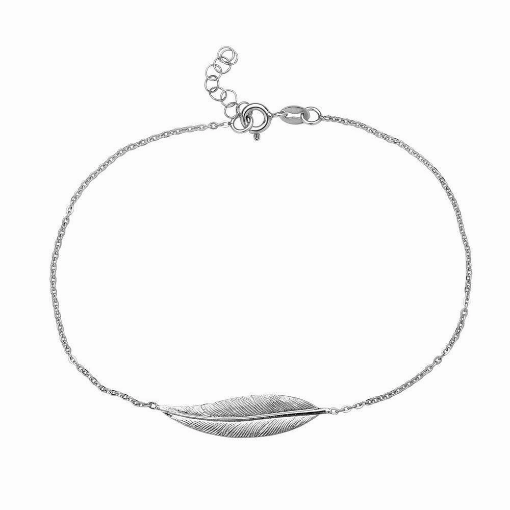 Sterling Silver Large Leaf Anklet