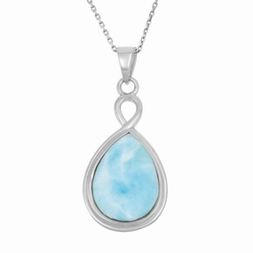 Sterling Silver Large Teardrop Larimar Pendant