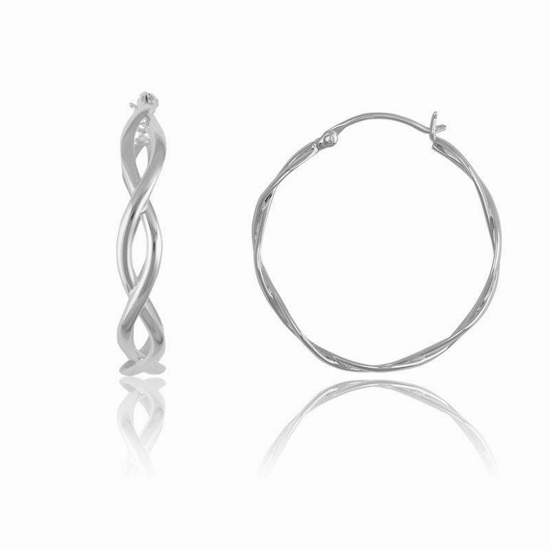 Sterling Silver Large Twisted Circle Hoop Earrings