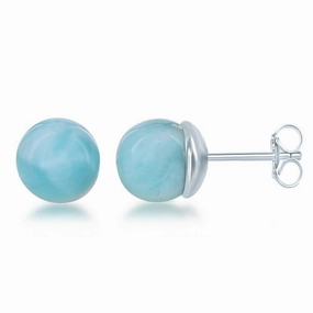 Sterling Silver Larimar Ball Earrings