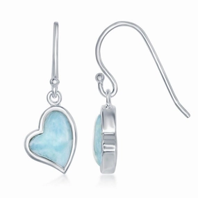 Sterling Silver Larimar Heart Earrings