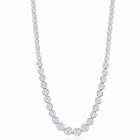 Sterling Silver Linked Circles CZ Tennis Chain, 16"