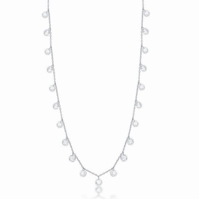 Sterling Silver Linked Cubic Zirconia Necklace