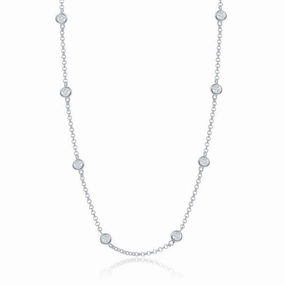 Sterling Silver Linked Round CZ Necklace