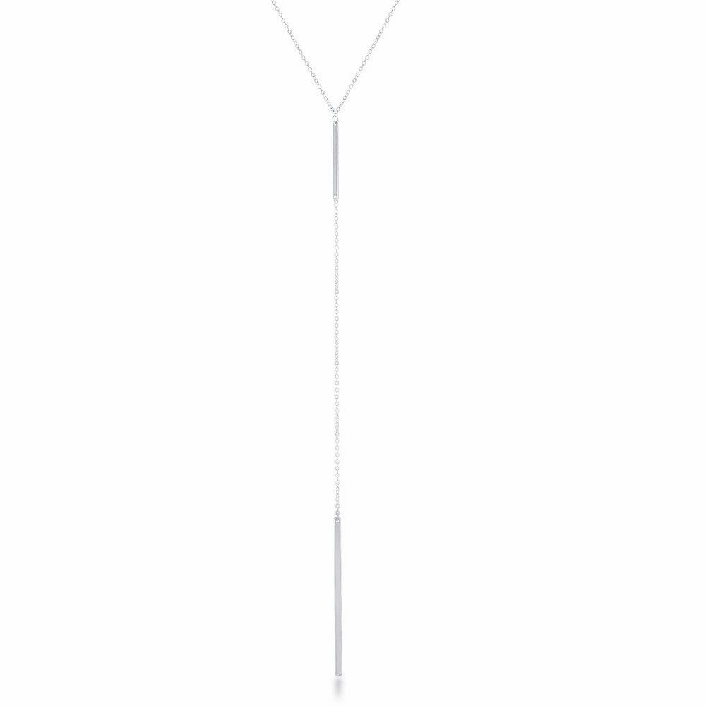 Sterling Silver Long Hanging Chain Bar Y Necklace