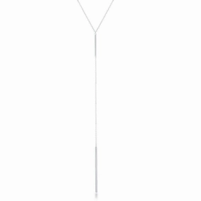 Sterling Silver Long Hanging Chain Bar Y Necklace