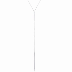 Sterling Silver Long Hanging Chain Bar Y Necklace