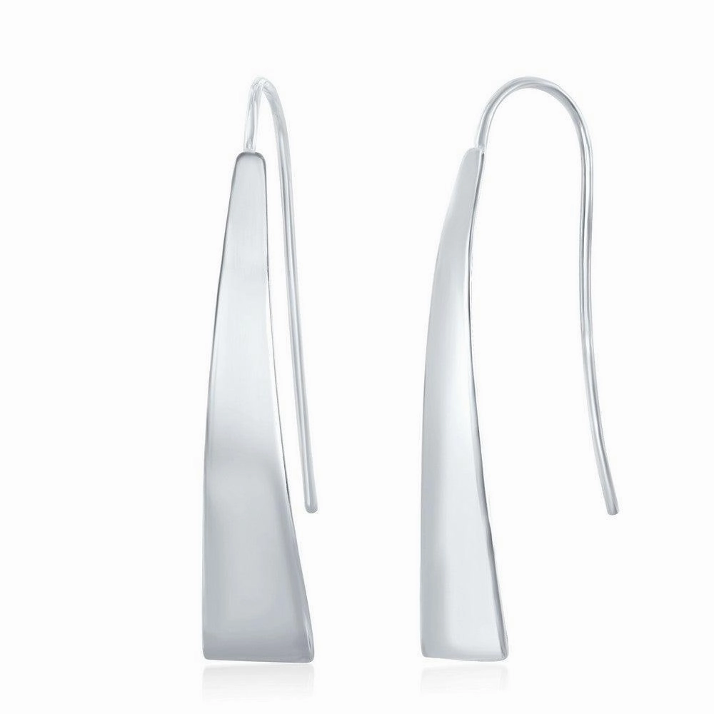 Sterling Silver Long Triangle Shaped Earrings