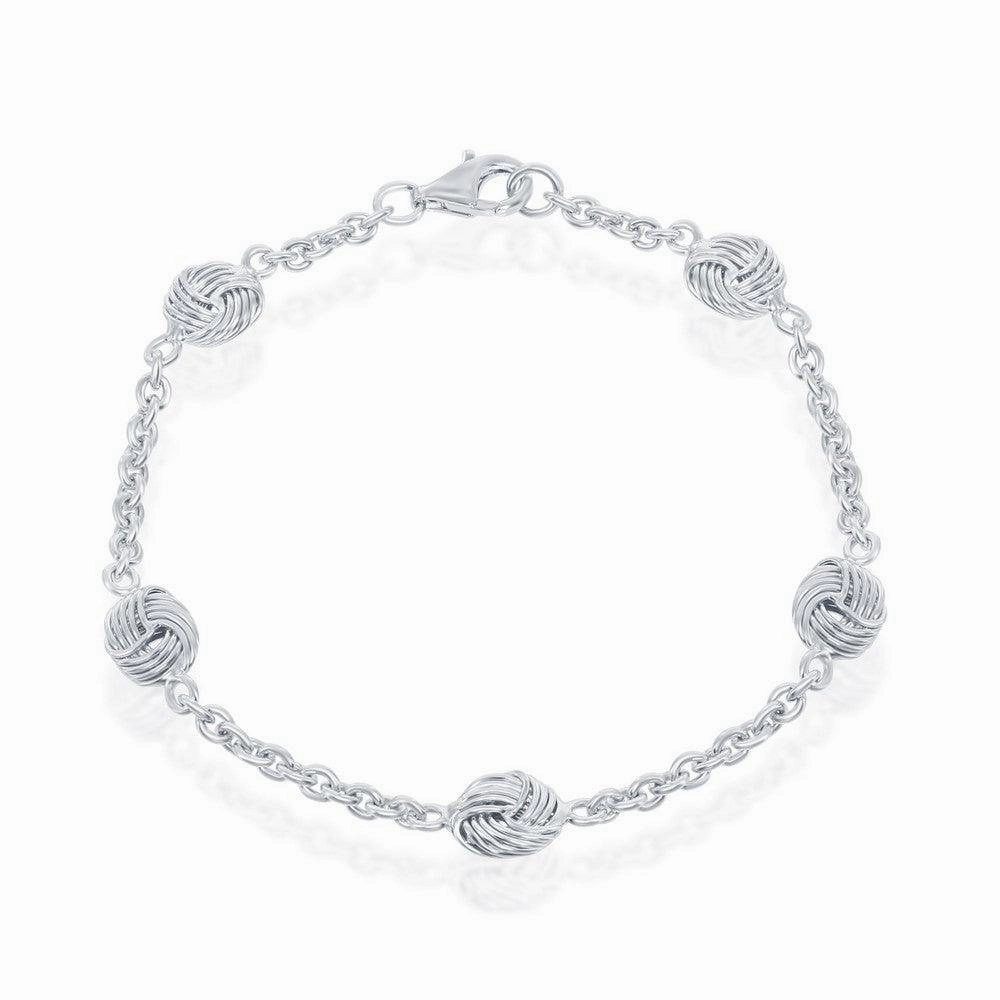 Sterling Silver Love Knot Linked Bracelet, 7.25"