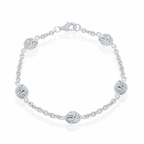 Sterling Silver Love Knot Linked Bracelet, 7.25"