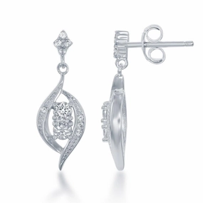 Sterling Silver Marquise and CZ Earrings