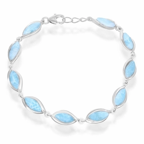 Sterling Silver Marquise Larimar Bracelet, 7.5"