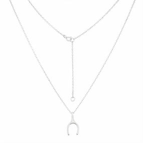 Sterling Silver Matte Wishbone Design Necklace