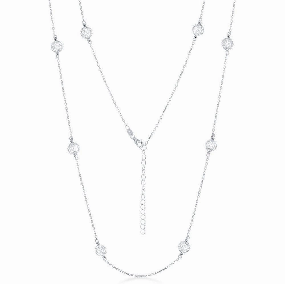 Sterling Silver Mesh Cubic Zirconia By The Yard Necklace
