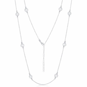 Sterling Silver Mesh Cubic Zirconia By The Yard Necklace