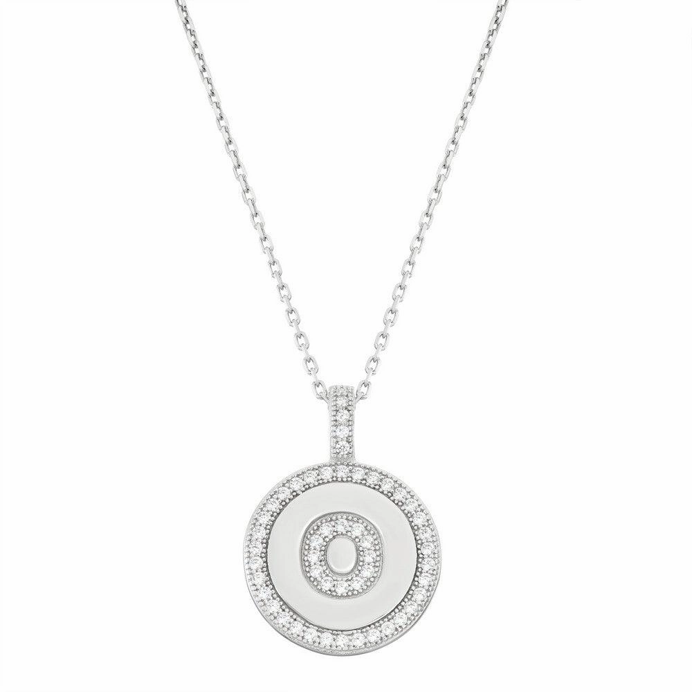 Sterling Silver Micro Pave Circle "O" Pendant Chain
