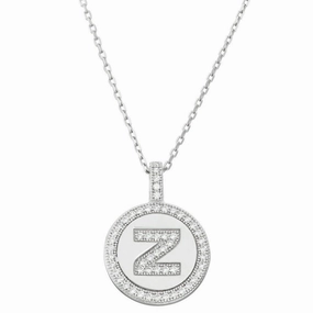 Sterling Silver Micro Pave Circle "Z" Pendant Chain