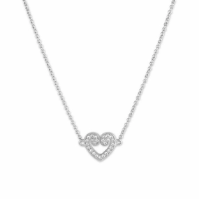 Sterling Silver Micro Pave Curled Heart Necklace