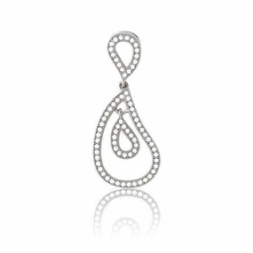 Sterling Silver Micro Pave Twisted Teardrop Pendant