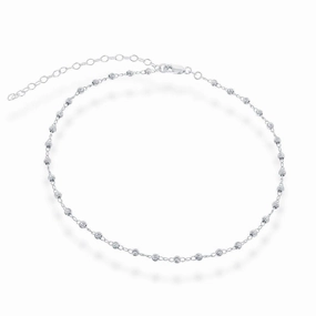 Sterling Silver Moon Cut Bead Choker Necklace