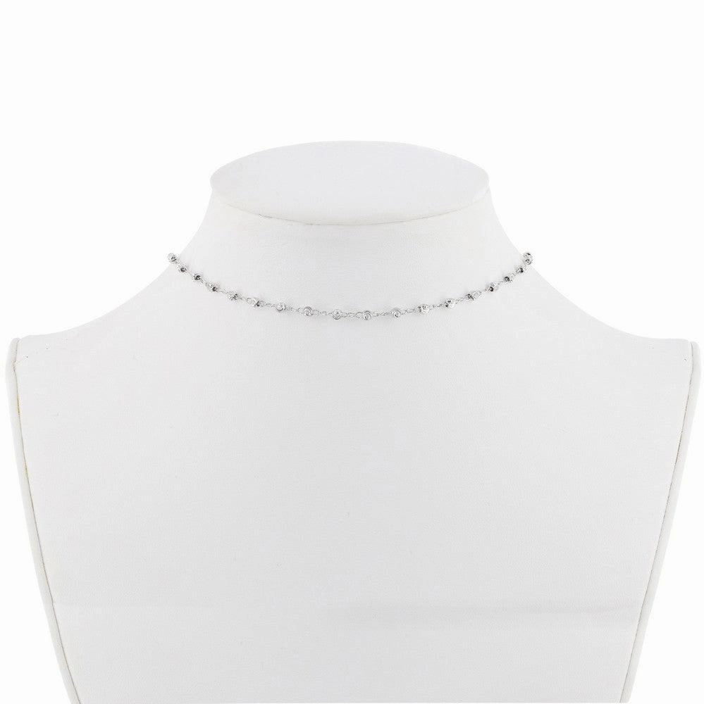 Sterling Silver Moon Cut Bead Choker Necklace
