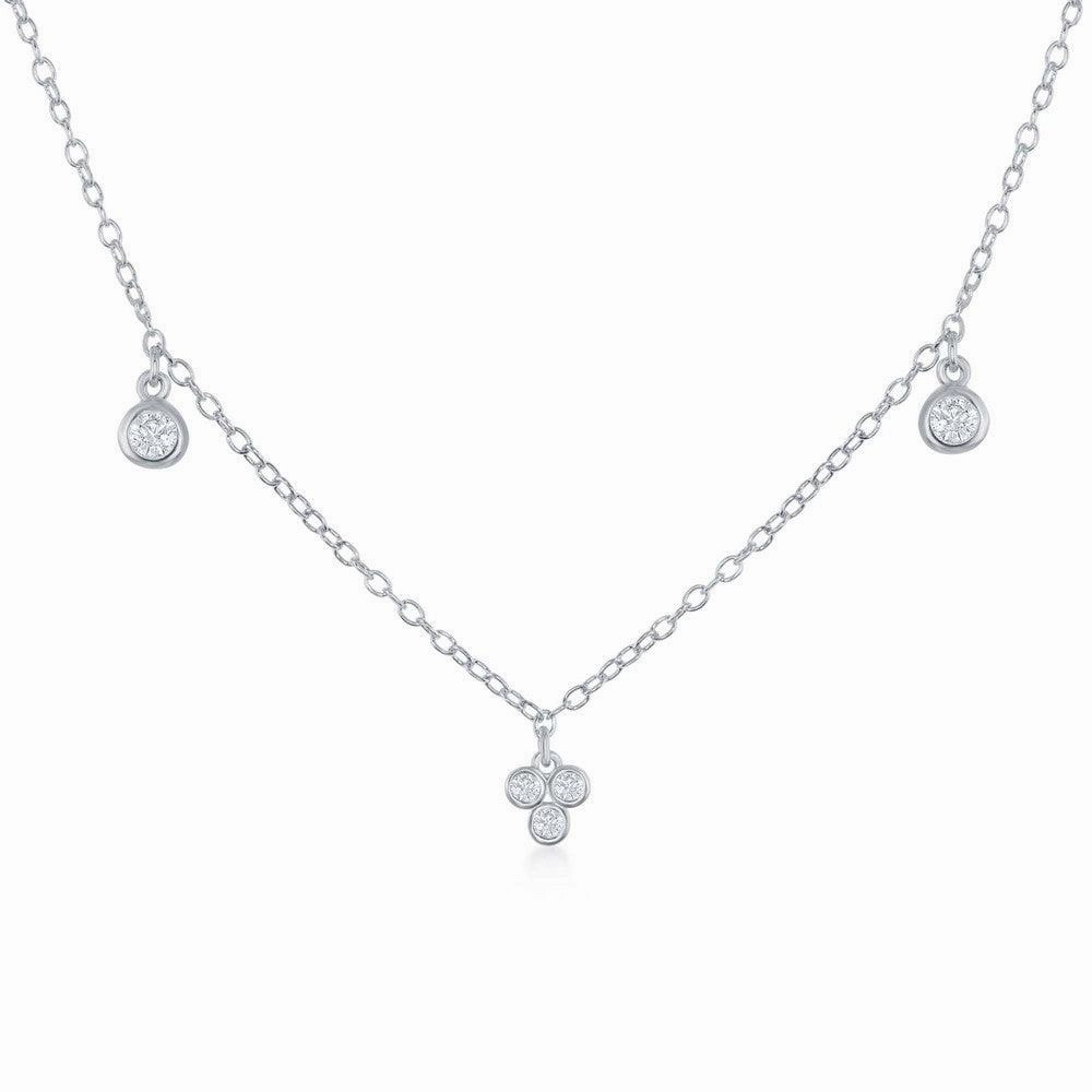 Sterling Silver Multi Bezel-Set CZ By The Yard Choker Necklace