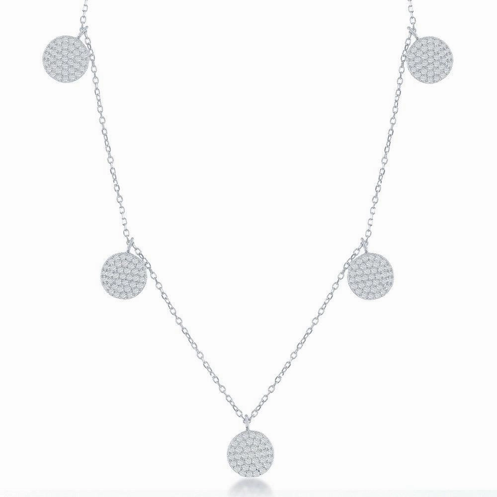 Sterling Silver Multi CZ Disc Necklace