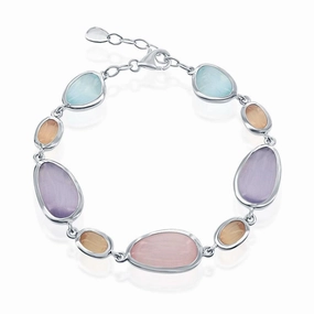 Sterling Silver Multi-Shaped Cat's Eye Bracelet