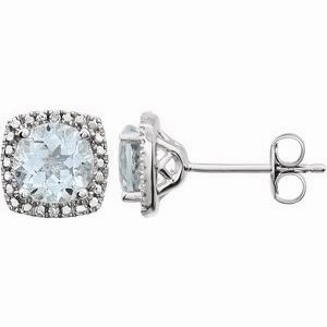 Sterling Silver Natural Amethyst & .015 CTW Natural Diamond Earrings