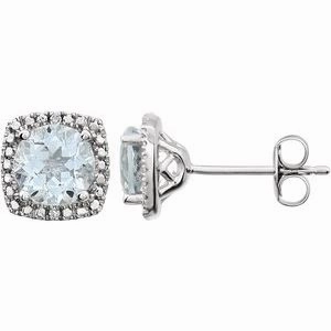 Sterling Silver Natural Amethyst & .015 CTW Natural Diamond Earrings