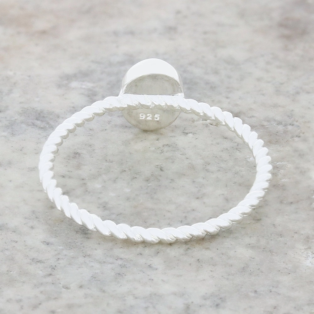 Sterling Silver Opalique Twist Band Ladies Ring