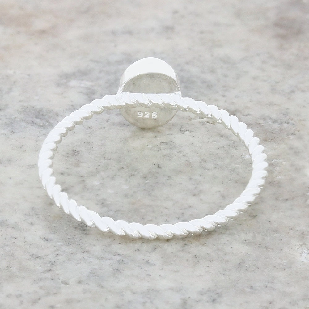 Sterling Silver Opalique Twist Band Ladies Ring