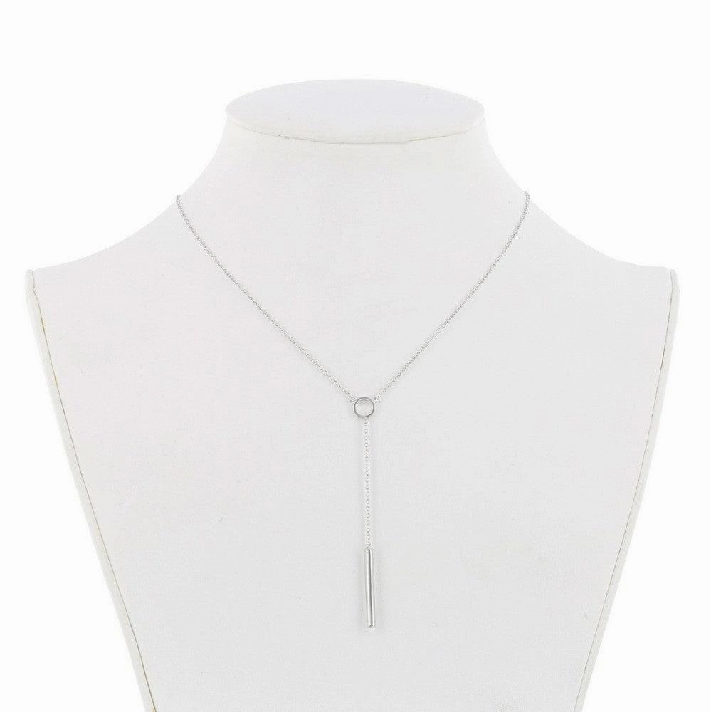 Sterling Silver Open Circle Hanging Bar Necklace