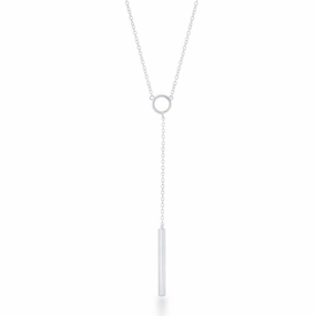 Sterling Silver Open Circle Hanging Bar Necklace