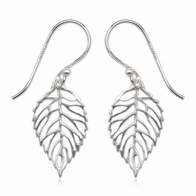 Sterling Silver Open Leaf Earrings