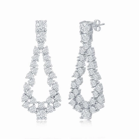 Sterling Silver Open Pear Shaped CZ Earrings