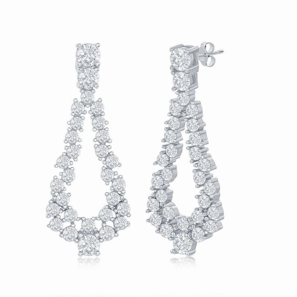 Sterling Silver Open Pear Shaped CZ Earrings