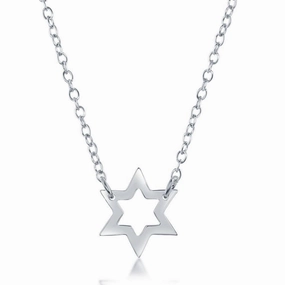 Sterling Silver Open Star Design Necklace