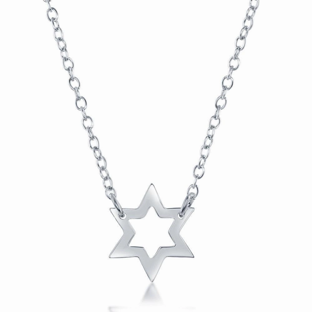 Sterling Silver Open Star Design Necklace