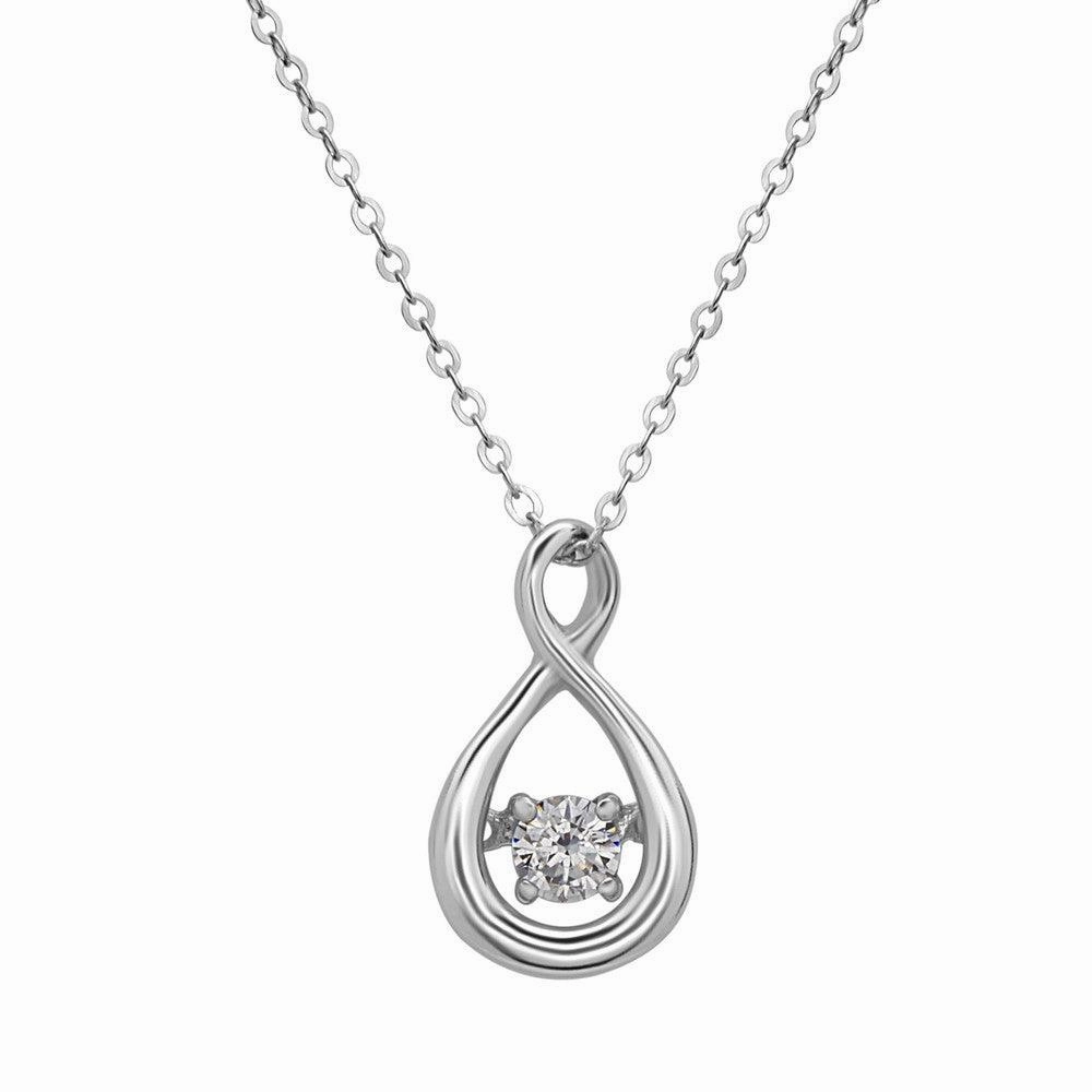 Sterling Silver Open Teardrop CZ Pendant chain